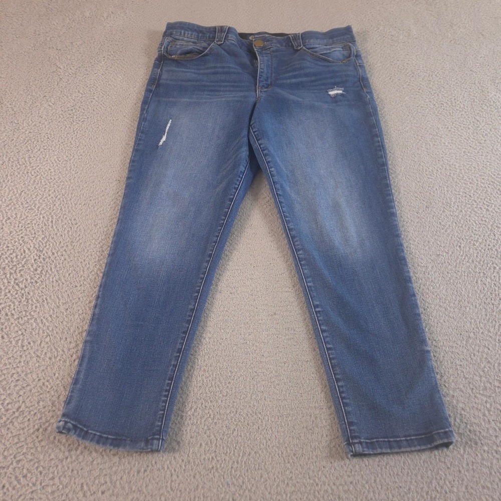 Democracy Jeans Womens 16 Absolution Ankle Skimmer Distressed Skinny Leg Denim